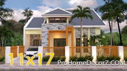 1.5 Story House Plans 11x17 Meters 36x56 Feet 4 beds