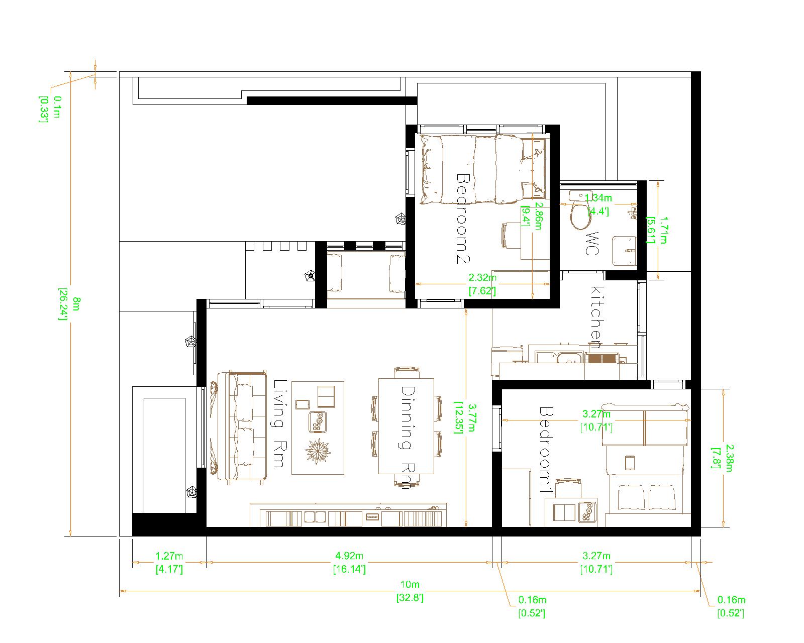 Best Small House Designs 8x10 Meter 26x33 Feet layout floor plan