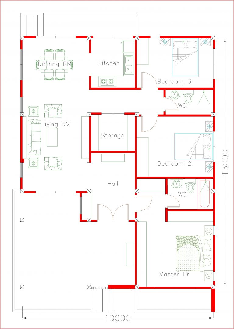 Modern Ranch House Plans 10x13 Meters 33x43 Feet - Pro Home DecorZ