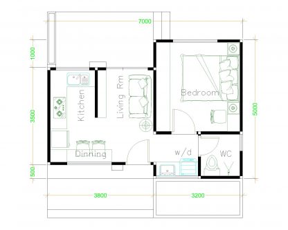 Modern Tiny Homes 5x7 with One Bedroom Gable Roof - Pro Home DecorZ