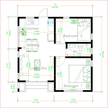 Modern Tiny Homes 7x7 Meters 24x24 Feet - Pro Home DecorZ