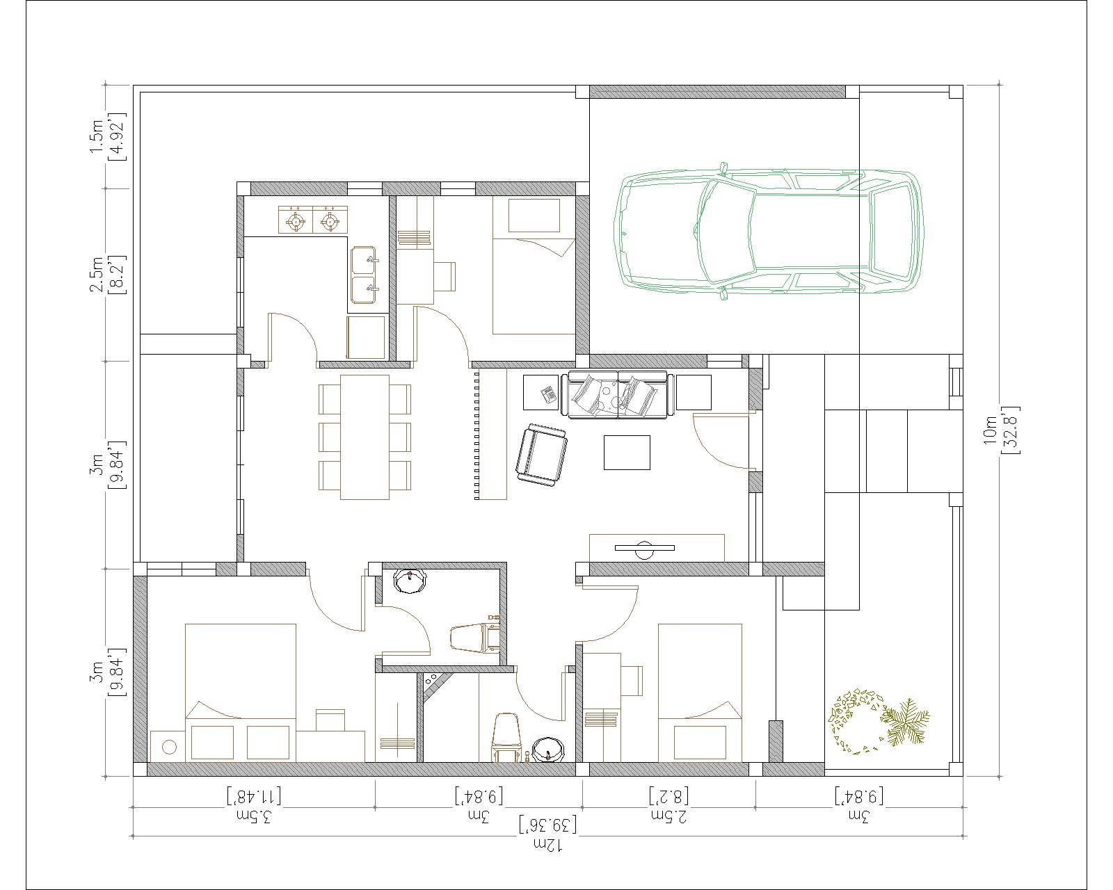 One Storey House 10x12 Meter 33x40 Feet 3 Beds Pro Home Decor Z