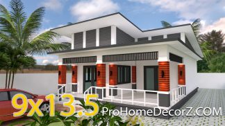 One Story House 9x13.5 Meter With 3 Bedrooms