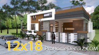One Story House Design 40x60feet 12x18 meters 4 Beds