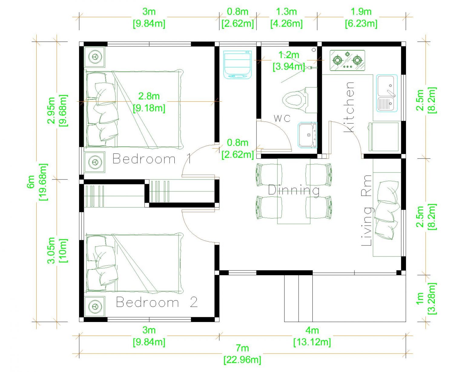 Simple Small House Design 7x6 Meter 23x20 Feet - Pro Home DecorZ