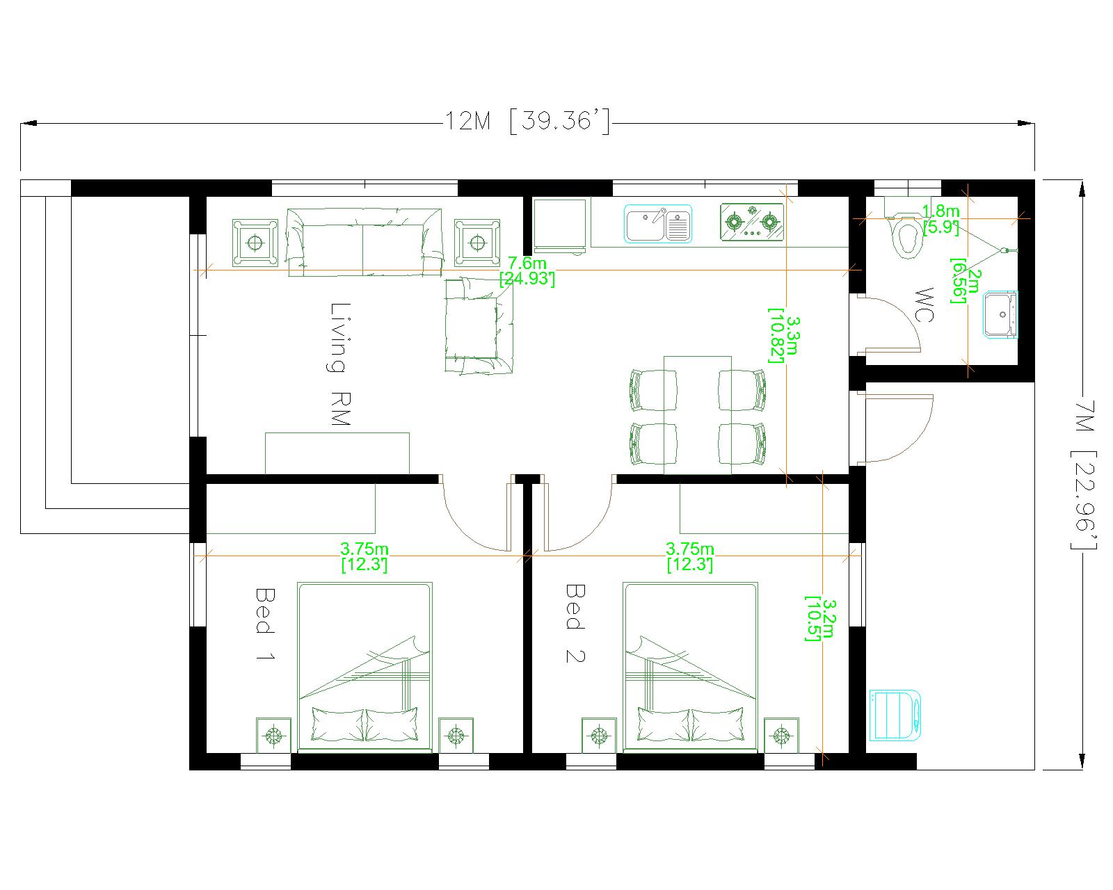 Small Family House 7x12 Meter 23x40 Feet 2 Beds Pro Home DecorZ simple-3-bedroom-floor-plan-with-dimensions-floor-roma