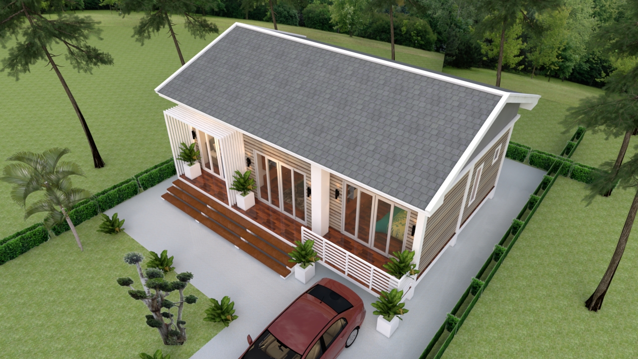 Small House Plans 10x8 Meter 27x34 Feet 3 Beds 4