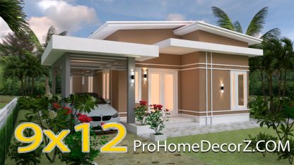 Small House With Garage 9x12 Meter 30x40 Feet 3 Beds