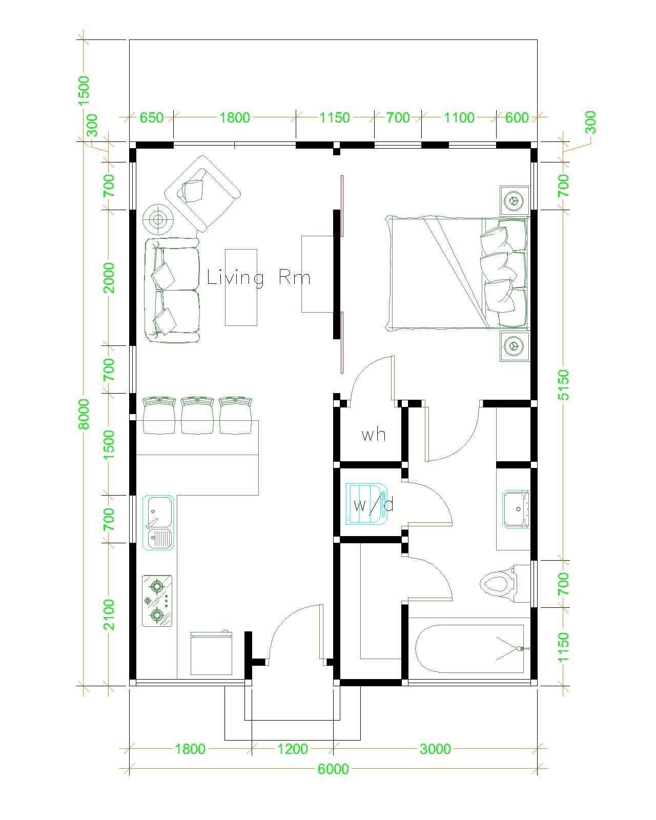 Studio House Floor plan 6x8