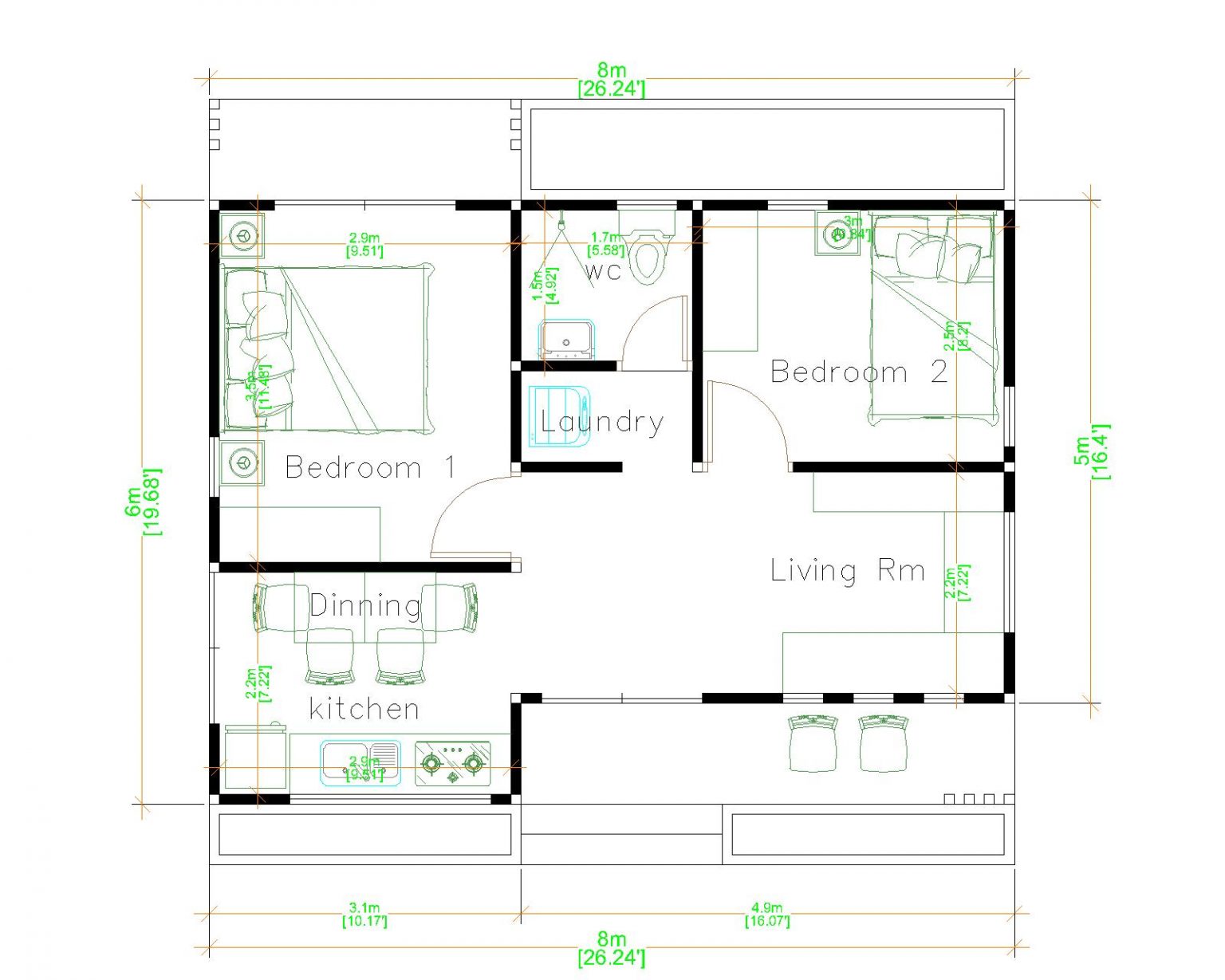 Tiny Home Layouts 8x6 Meter 26x20 Feet 2 Beds Pro Home DecorZ