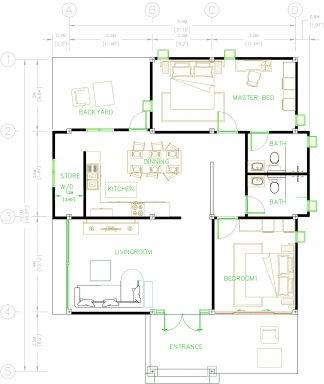 Bungalow House Plans 31x43 Feet 9x13.5 Meters - Pro Home DecorZ