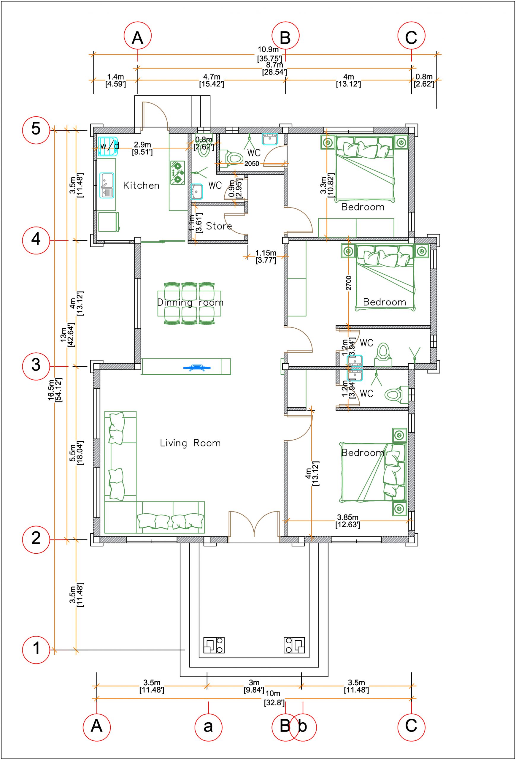 Contemporary House 33x54 feet 10x16 meter 3 Beds - Pro Home DecorZ