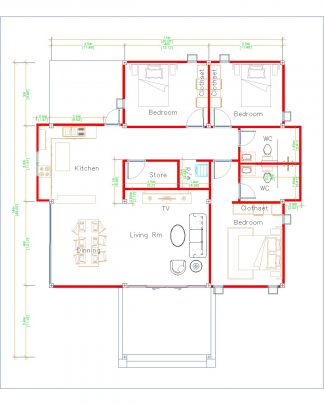 Cool Home Plans 11x14 Meters 36x46 Feet 3 Beds - Pro Home DecorZ