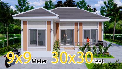 Exterior Home Design 9x9 Meters 30x30 Feet 2 Beds - Pro Home Decor Z