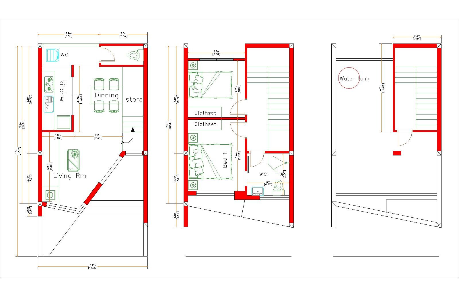 Home Designs 5x10 Meter 17x33 Feet 2 Beds Pro Home Decor Z