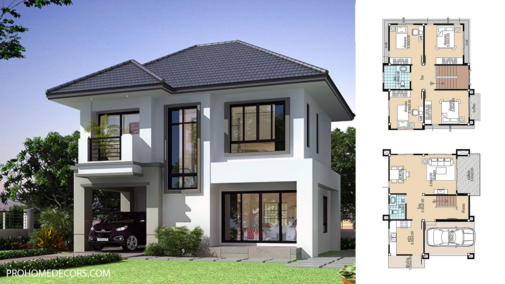 Simple House Plans 8.8x8 with 4 Bedrooms - Pro Home DecorZ