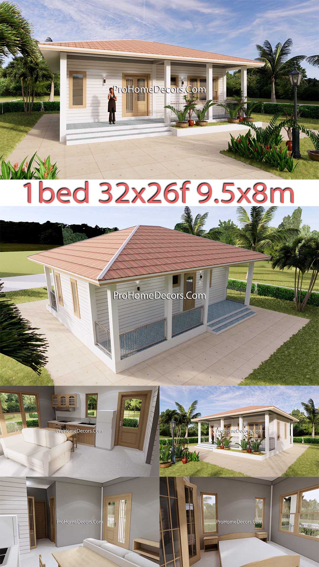 House Plans 32x16 with 1 Bedroom PDF Floor Plan p1