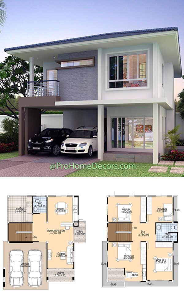 House Design Plans 8x10.5 With 4 Bedrooms - Pro Home Decors 75F