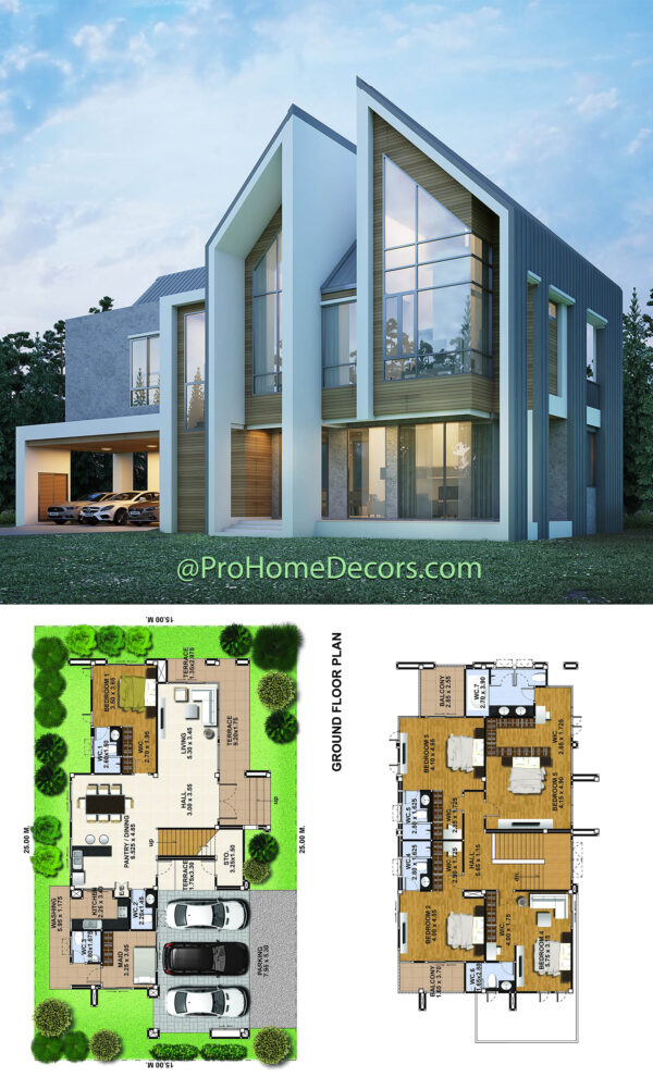 House Design Plot 25x15 with 6 Bedrooms - Pro Home DecorZ