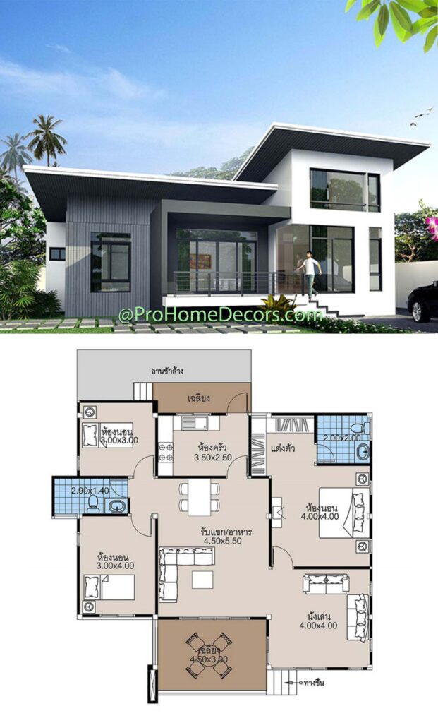 House Plans 12.5x12 with 3 Bedrooms