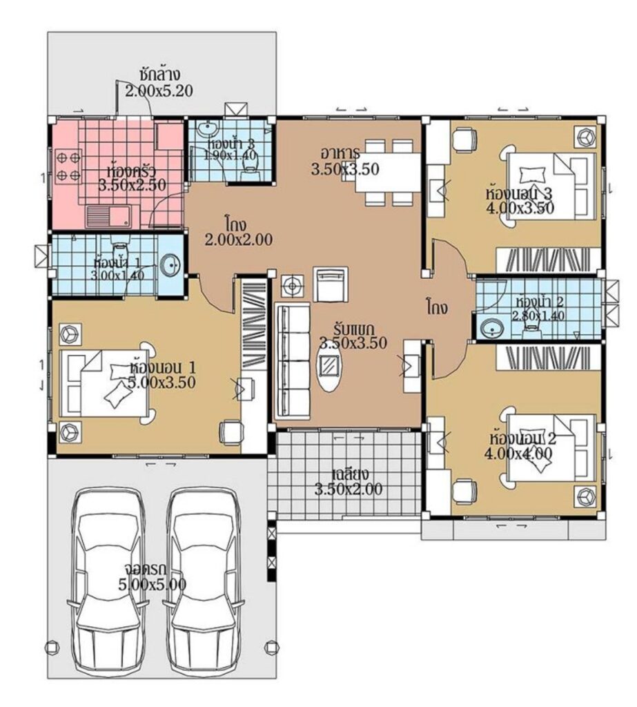 House Plans 12.5x12.5 with 3 Bedrooms floor plans