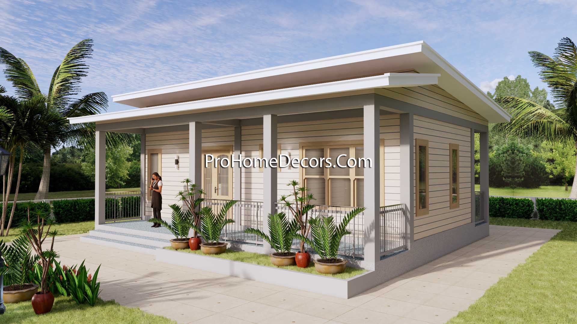 House Design Plans 32x16 Shed Roof 1 Bed PDF Plan 1