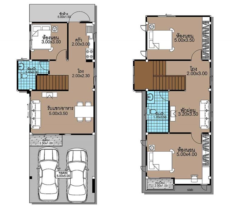 House Plans 5x12.3 with 3 Beds floor plan