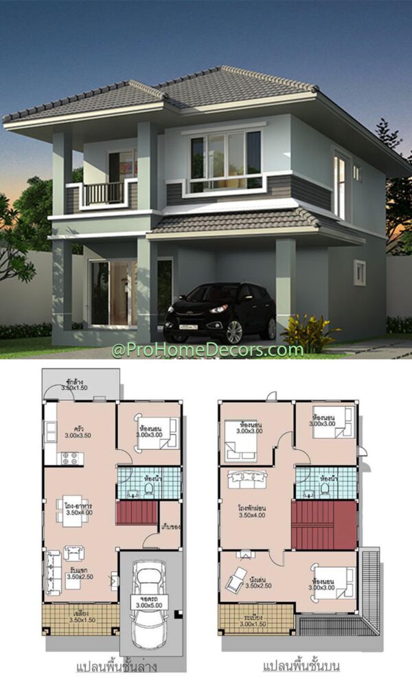 House Plans 6.5x11 with 4 Beds - Pro Home DecorZ