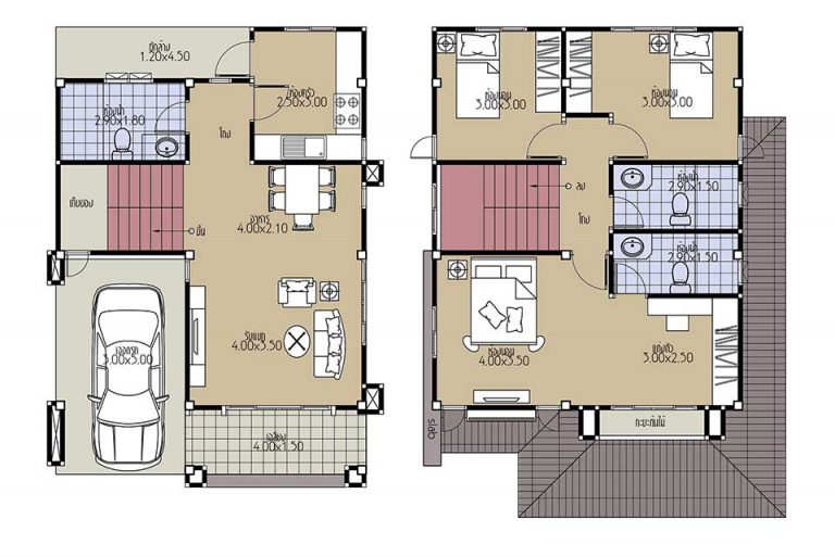 House Plans 7x10.2 with 3 Beds floor plan