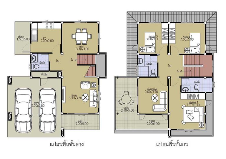 House Plans 8.5x10.2 with 3 Beds floor plan
