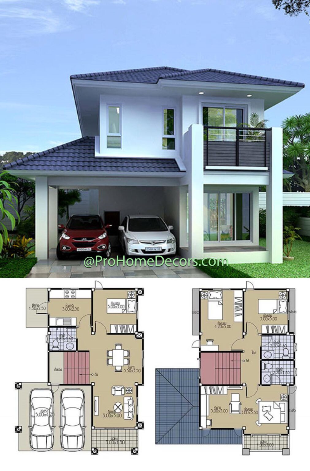 House Design Plans 8x11 with 4 Beds - Pro Home DecorZ