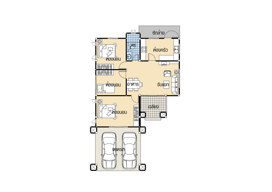 House Plans 9.5x14.5 with 3 Beds floor plan