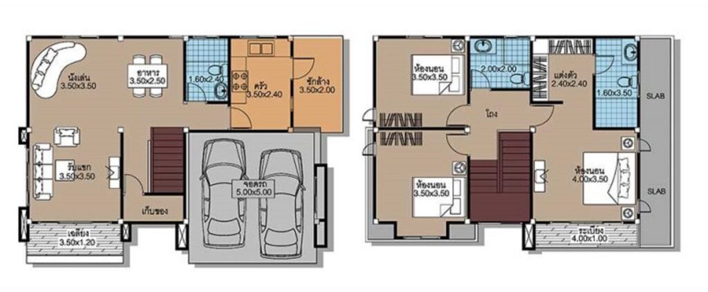 House Plans 9.5x7 with 3 Bedrooms floor plans