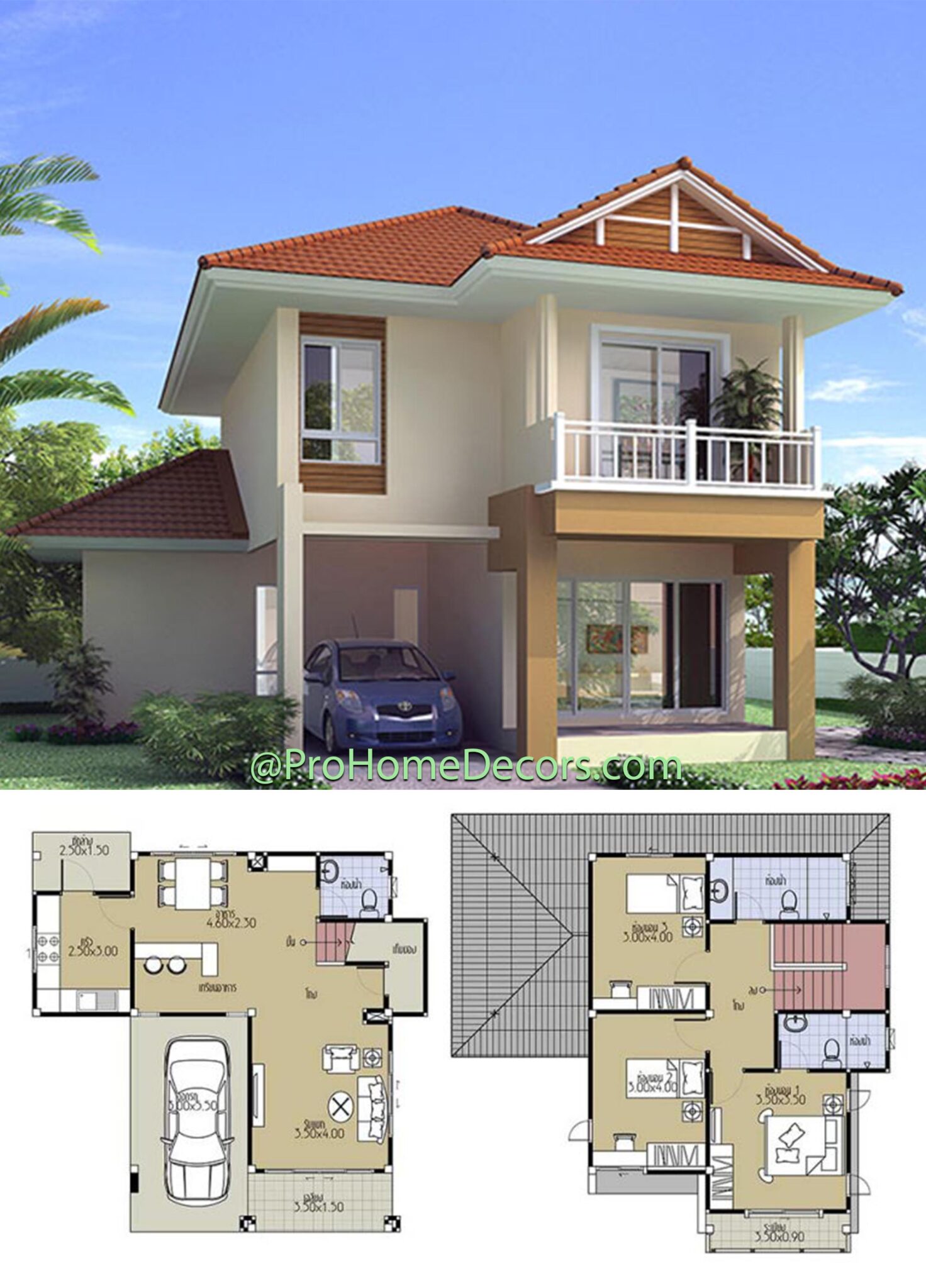 House Plans 9x9.5 with 3 Beds - Pro Home DecorZ