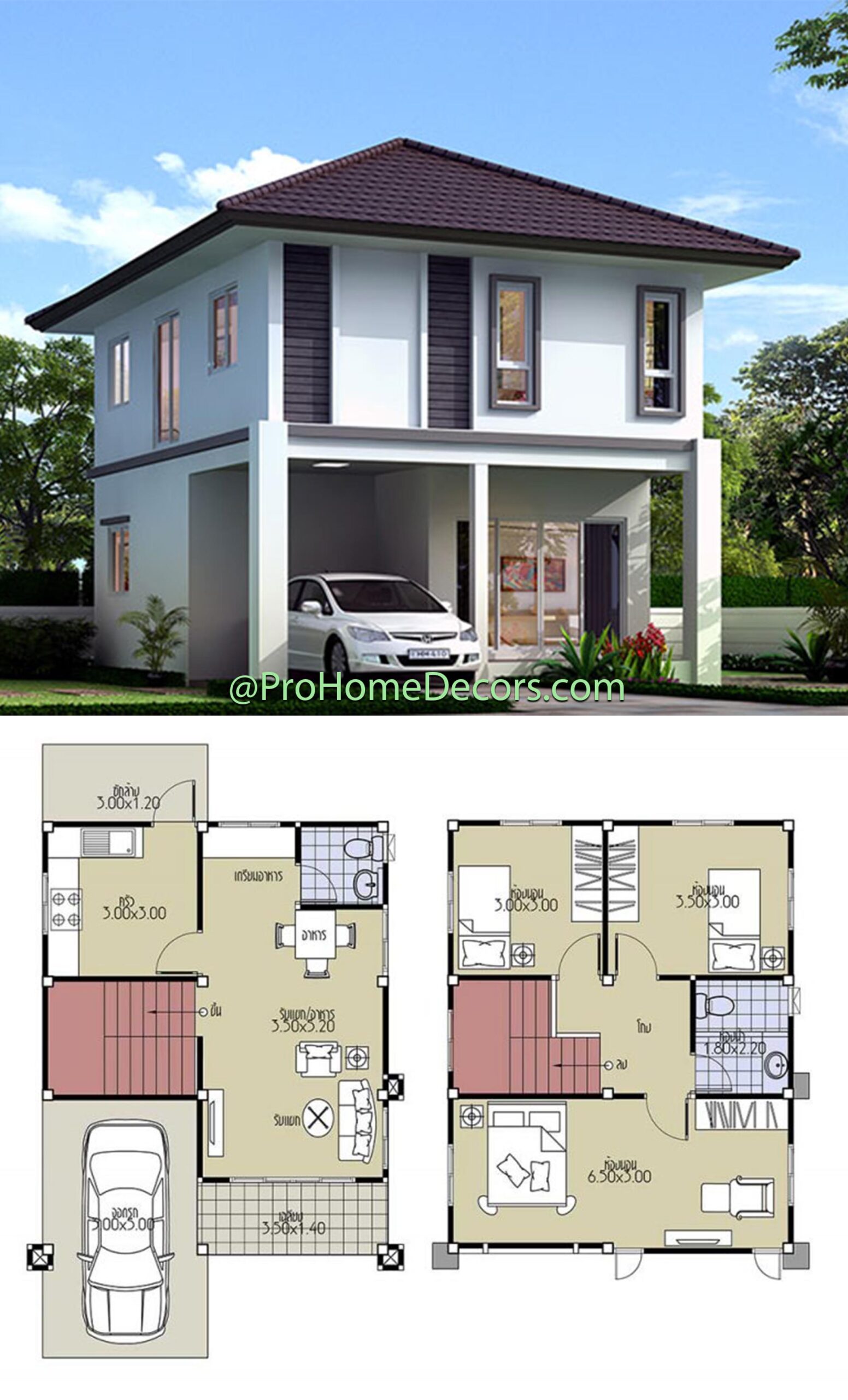 Small House Plans 6.5x8.2 with 3 Beds - Pro Home DecorZ