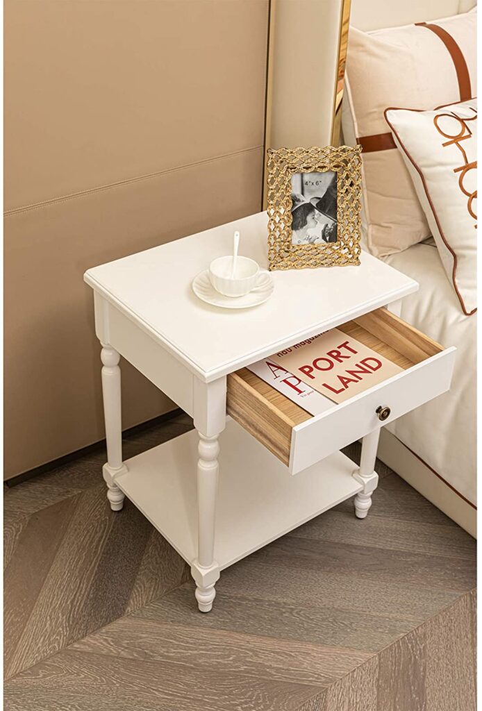 White Nightstand For Your Bedroom, White Nightstand Wooden Top