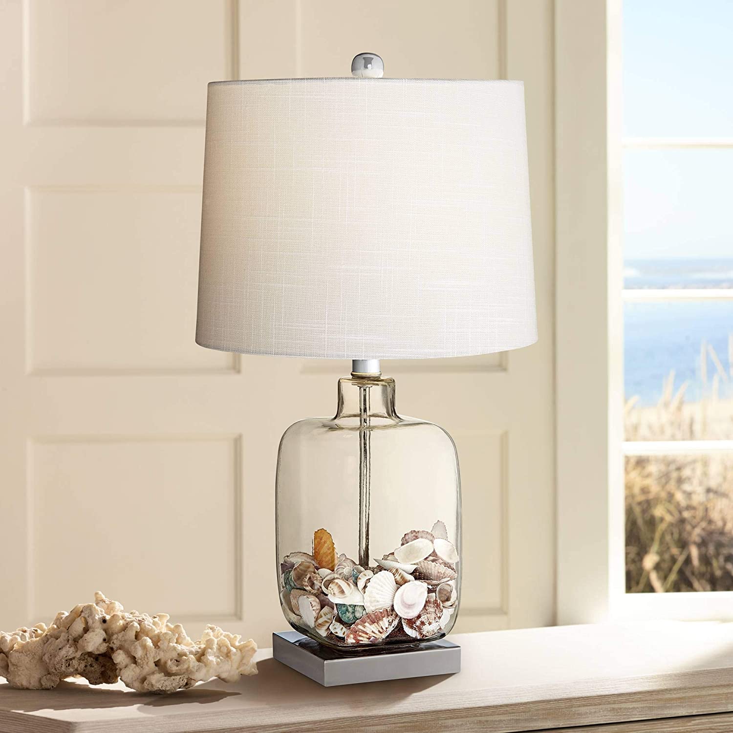 12 Coastal Accent Table Lamp Clear Glass Fillable 