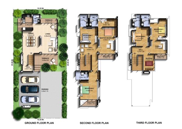 House Design Plot 12x25 meter 5 Bedrooms - Pro Home DecorZ