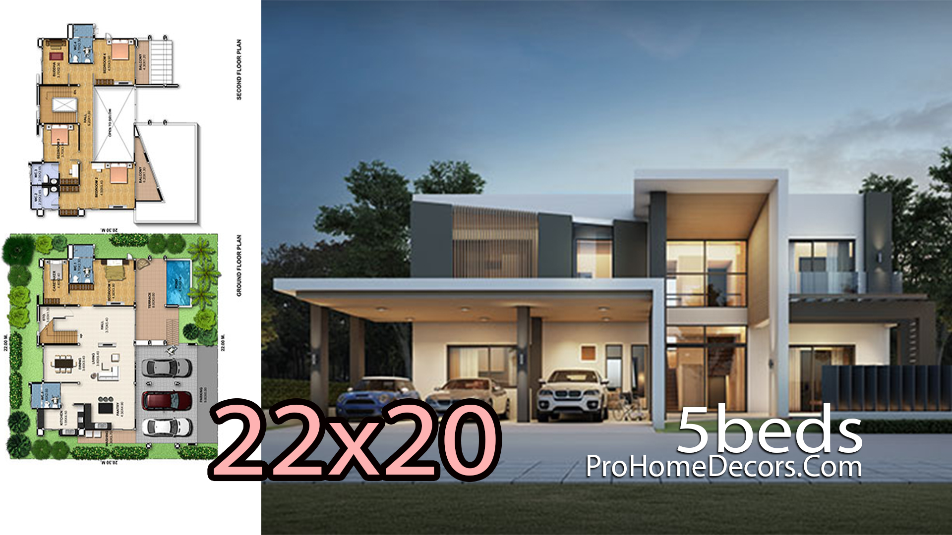 House Design Plot 22x20 Meters 5 Bedrooms