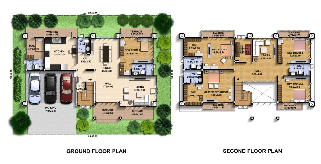House-Design-Plot-24x18-meter-with-6-Bedrooms-Layout-floor-plan