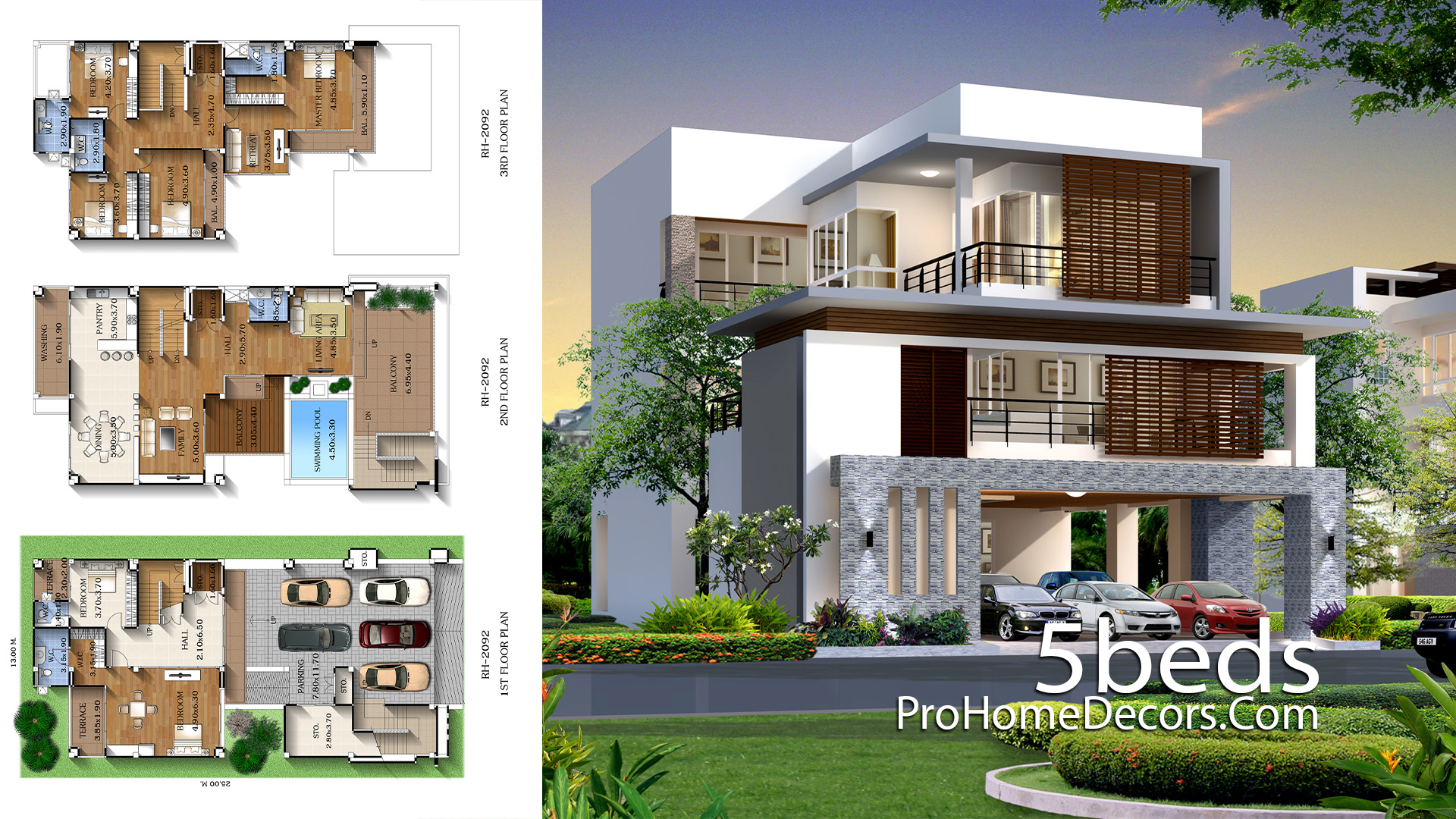 House Plan Plot 13x25 Meter with 5 Bedrooms