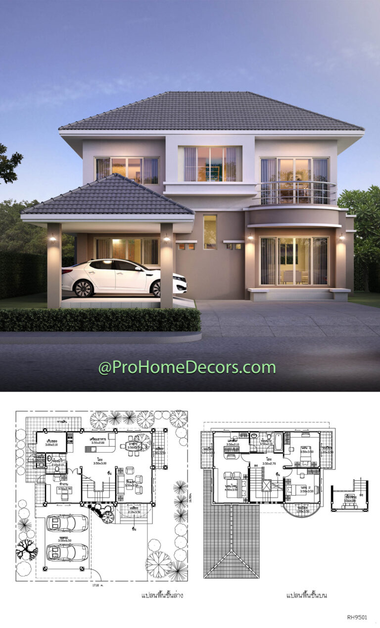 House Plan Plot 17x17 Meter 4 Bedrooms - Pro Home DecorZ