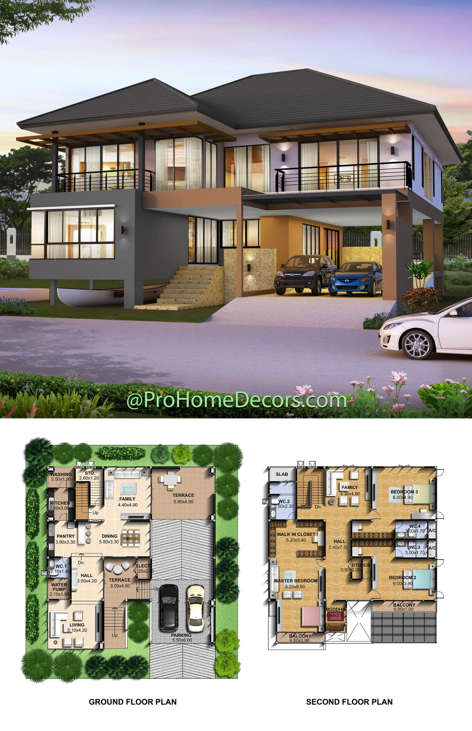 House Plans Idea 15x15 Meter with 3 Bedrooms - Pro Home DecorZ