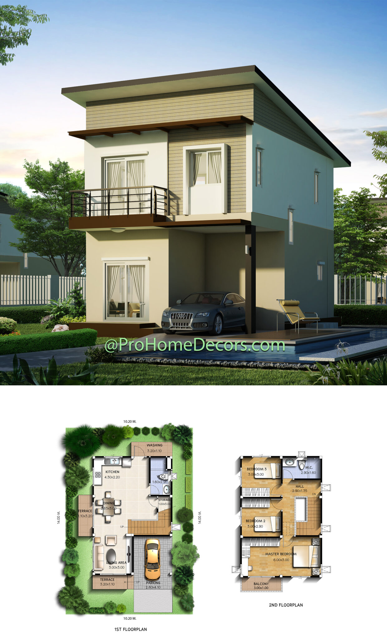 Small House Plot 10x14 Meter with 3 Bedrooms - Pro Home DecorZ